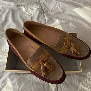 NYDJ Burgundy and Tan Suede Loafers